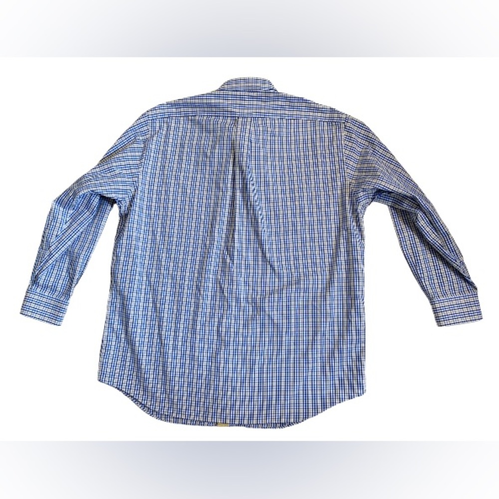 Paul Fredrick non Iron 2 ply cotton men’s check dress shirt size 17 x 33 large - Picture 6 of 10